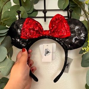 Shopdisney Red Glitter Bow Minnie Ears
